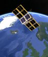 DISCO 2 satellitten på vej til klimaudforskningen af Grønland. Illustration: AU SpaCe.