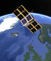 DISCO 2 satellitten på vej til klimaudforskningen af Grønland. Illustration: AU SpaCe.