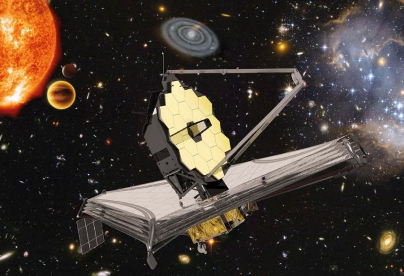 Artist impression of the James Webb Space Telescope in space