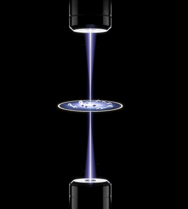 Atomer i et to-dimensionelt lag binder sig sammen i såkaldte Cooper par, der leder til superfluiditet i den termodynamiske grænse. Illustration fra artiklen.