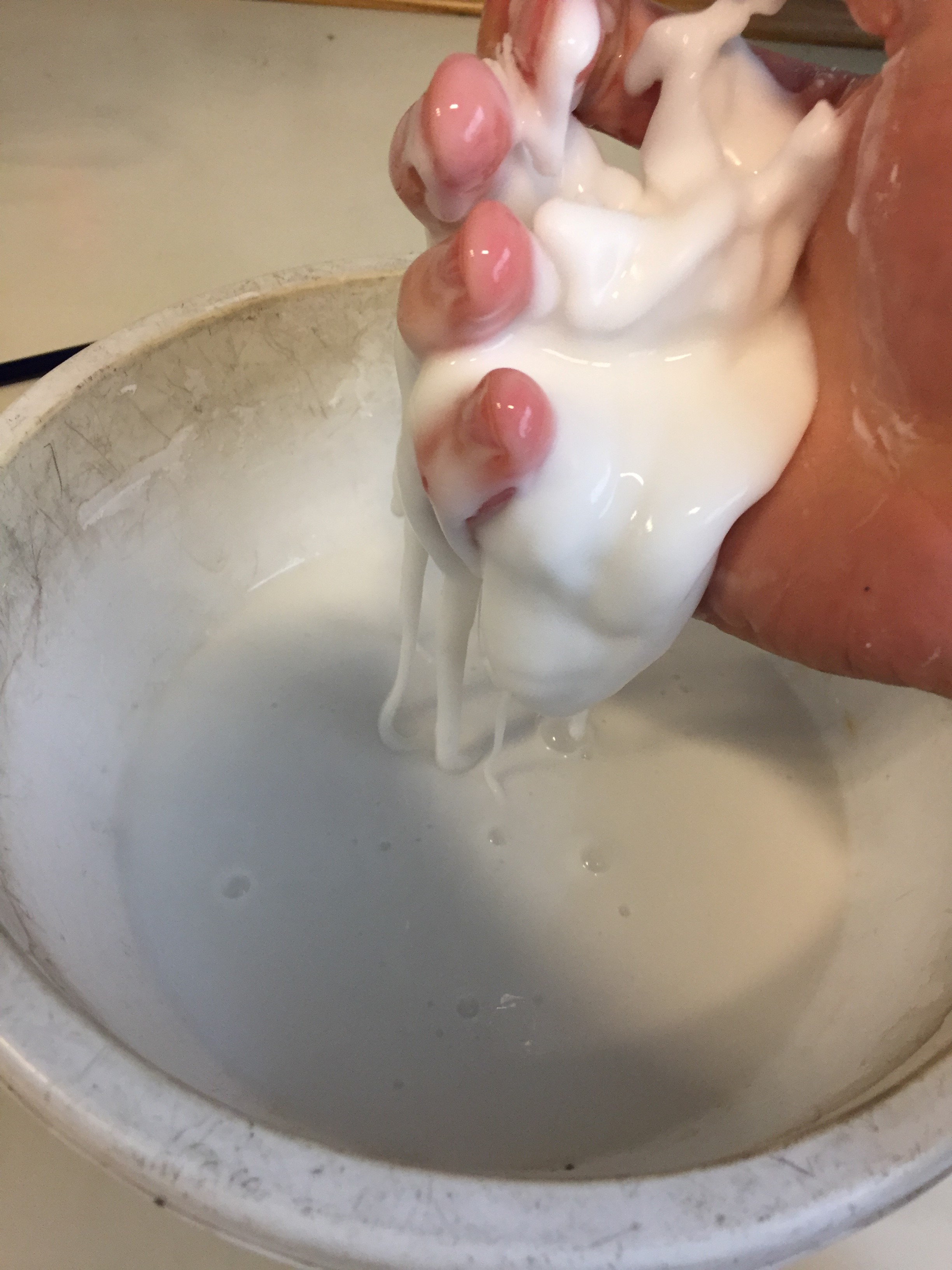 Oobleck; mixture of water and potato starch.