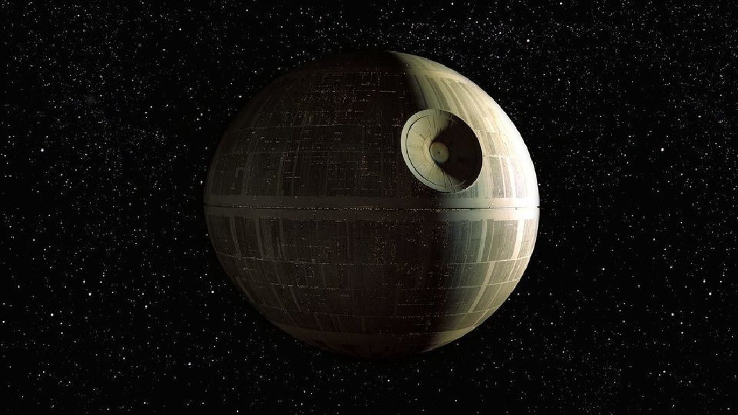 [Translate to English:] The Death Star space station employed by the Empire in Star Wars.