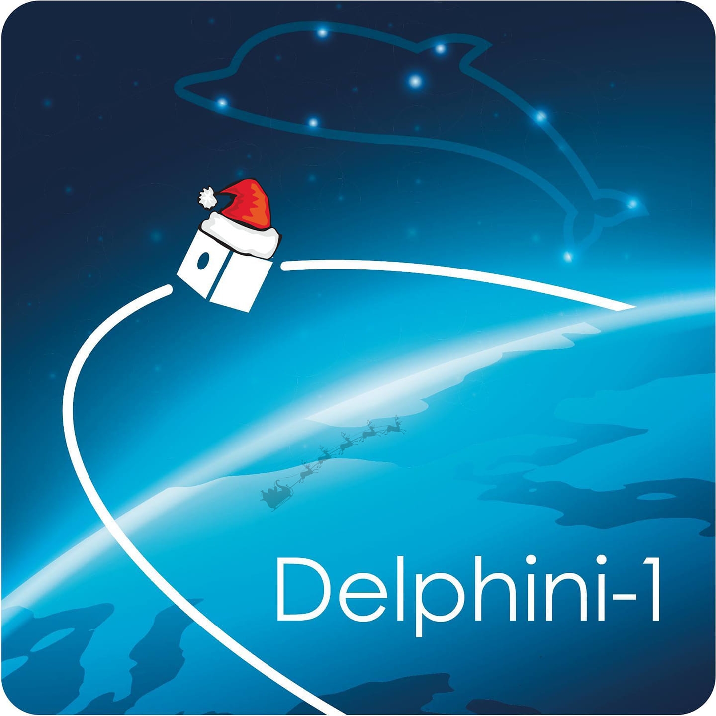 Delphini-1 logo with nissehue. Illustration: Samuel Grund.