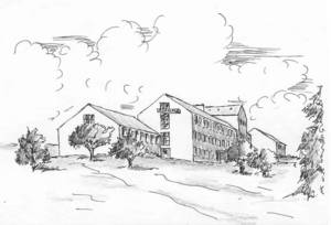 Drawing of the old department by Verner Blak